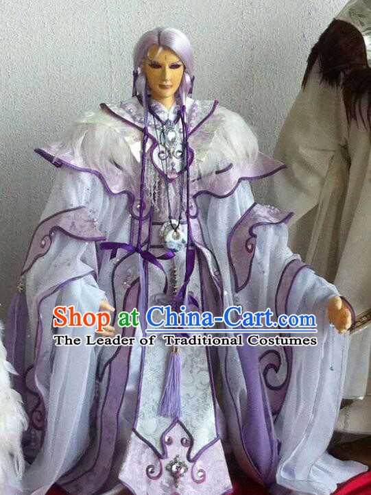 Chinese Ancient BJD Adult Size Costumes Dresses and Headwear Complete Set for Men