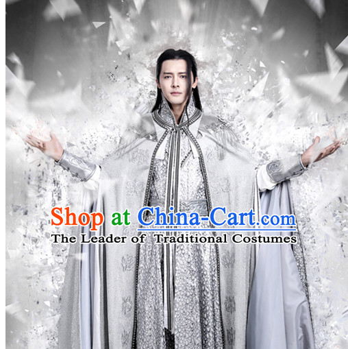 Chinese Ancient Kung Fu Master Hanfu Clothes Garment Complete Set for Men