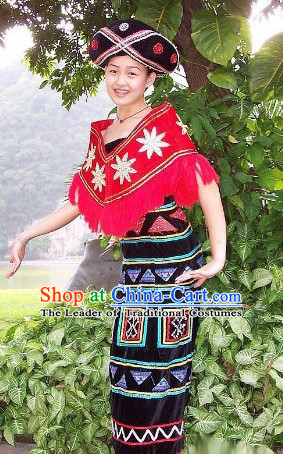 Chinese Stage Ethnic Style Costume Dance Costumes Fan Dance Umbrella Ribbon Fans Dance Fan Water Sleeve Costume for Women