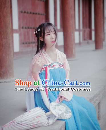 Ancient Chinese Women Dresses Blue Hanfu Girls China Classical Clothing Histroical Dress Traditional National Costume Complete Set