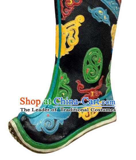 Chinese Handmade Mongolian Long Boots Minority Mongol Shoes Mongolia Boot