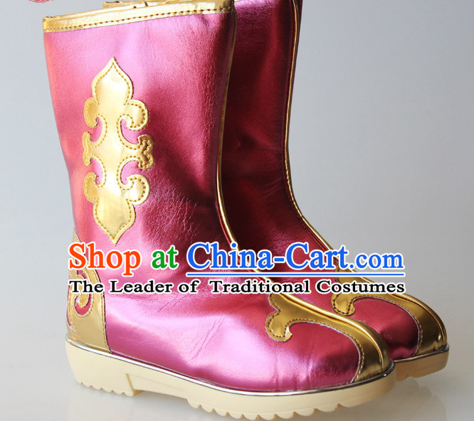 Chinese Handmade Mongolian Long Boots Minority Mongol Shoes Mongolia Boot