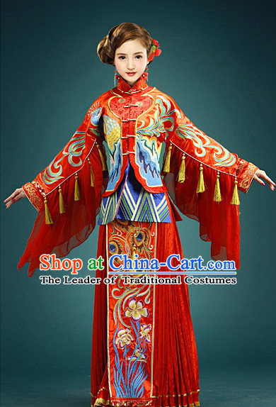 Chinese Traditional Wedding Dresses Bridal Wedding Gown Embroidered Phoenix Cloth