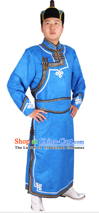 Mongolian Men Minority Mongol Mongolia Robe and Hat Complete Set