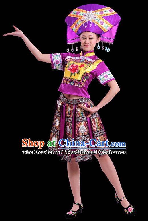 Zhuang Minority Women Dresses Ethnic Clothing Minority Dance Costume Minority Dress