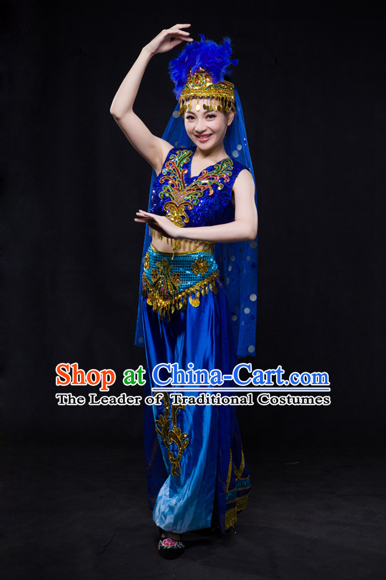 Chinese Xinjiang Yi Lao Miao Zhuang Bai Yao Minority Women Dresses Ethnic Clothing Minority Dance Costume Minority Dress Complete Set