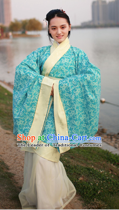 Ancient Chinese Ming Dynasty Beauty Hanfu Costumes and Hair Jewelry Complete Set for Women