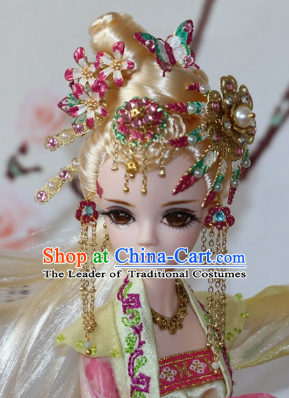 Traditional Chinese Qing Empress Headpiece Princess Headdress Palace Hair Decorations Royal Hair Sticks Head Gear Hair Decoration Set