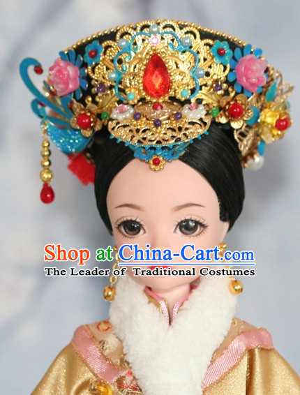 Traditional Chinese Qing Empress Headpiece Princess Headdress Palace Hair Decorations Royal Hair Sticks Head Gear Hair Decoration Set