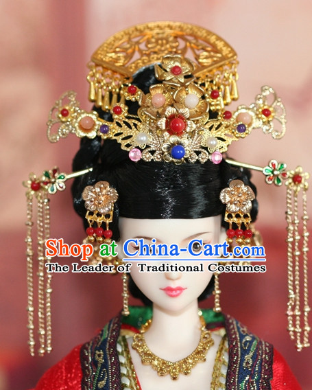 Traditional Chinese Qing Empress Headpiece Princess Headdress Palace Hair Decorations Royal Hair Sticks Head Gear Hair Decoration Set