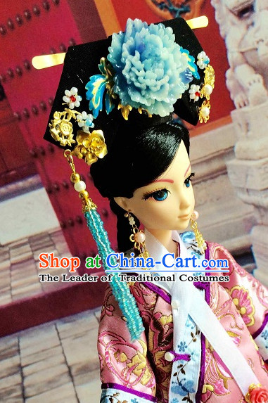 Traditional Chinese Women Qing Empress Headpiece Princess Headdress Palace Hair Decorations Royal Hair Sticks Head Gear Hair Decoration Set