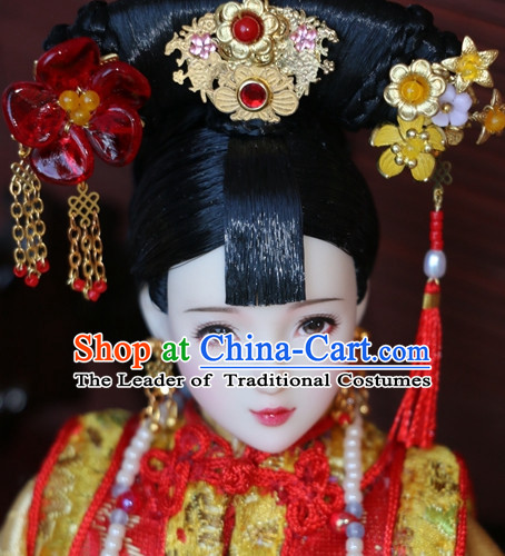 Traditional Chinese Women Qing Empress Headpiece Princess Headdress Palace Hair Decorations Royal Hair Sticks Head Gear Hair Decoration Set