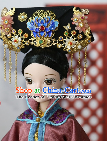 Traditional Chinese Women Qing Empress Headpiece Princess Headdress Palace Hair Decorations Royal Hair Sticks Head Gear Hair Decoration Set