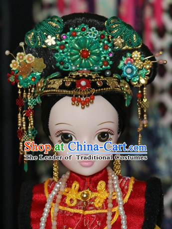 Traditional Chinese Women Qing Empress Headpiece Princess Headdress Palace Hair Decorations Royal Hair Sticks Head Gear Hair Decoration Set