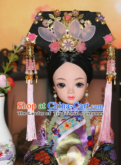 Traditional Chinese Qing Empress Headpiece Princess Headdress Palace Hair Decorations Royal Hair Sticks Head Gear Hair Decoration Set