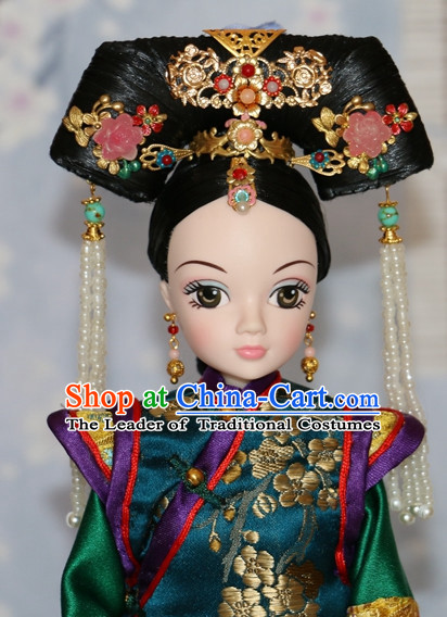 Traditional Chinese Qing Empress Headpiece Princess Headdress Palace Hair Decorations Royal Hair Sticks Head Gear Hair Decoration Set