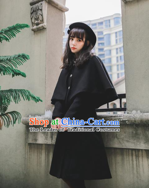 Traditional Classic Women Clothing, Traditional Classic British Restoring Ancient Ways Cape Coat Woolen Dust Coat for Women