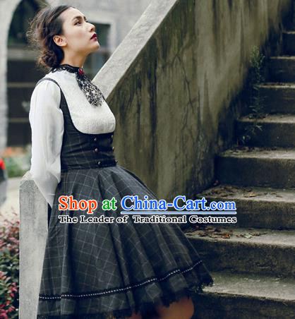 Traditional Classic Women Clothing, Traditional Classic Woolen One-piece Dress, British Restoring Ancient Vest Wool Long Skirt for Women