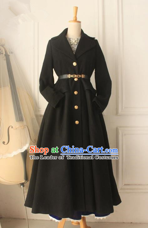 Traditional Classic Elegant Women Costume Woolen Coat, Restoring Ancient Gothic Princess Dust Coat for Women