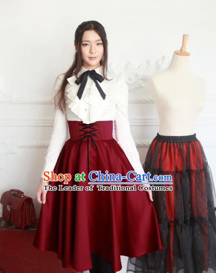 Traditional Classic Elegant Women Costume Fishbone Bust Skirt, Restoring Ancient Princess Drawnstring Gothic Giant Swing Skirt for Women