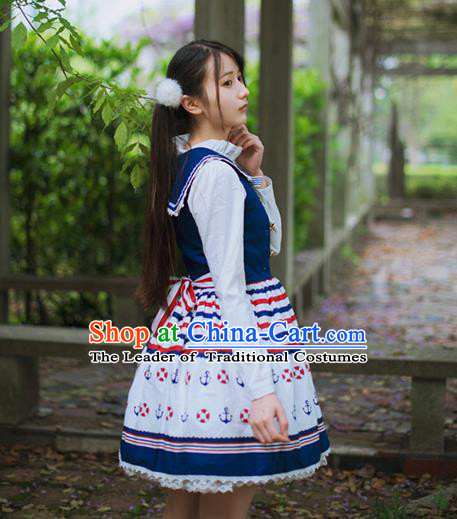 Traditional Classic Elegant Women Costume Navy One-Piece Dress, Restoring Ancient Sweet Dress for Women