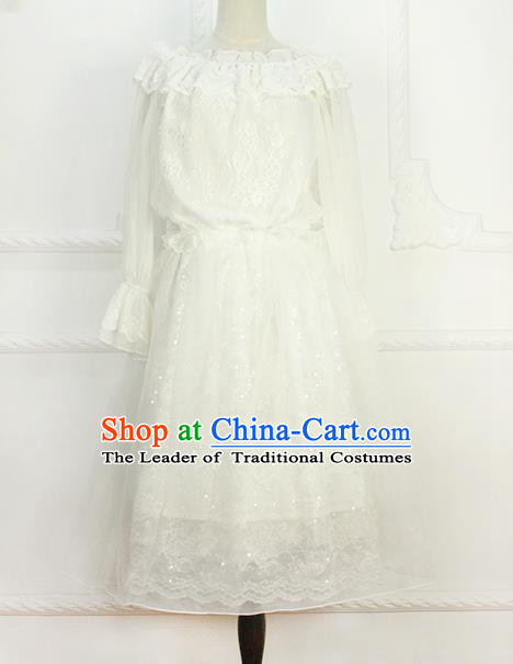 Traditional Classic Elegant Women Costume Bust Skirt, Restoring Ancient Princess Embroidery Lace Organza Giant Swing Skirt for Women