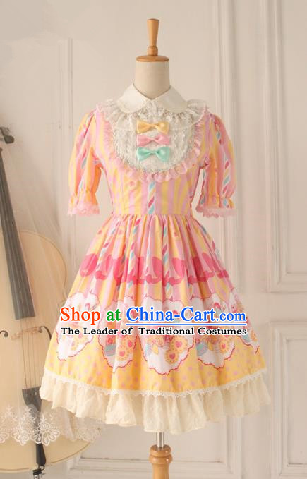 Traditional Classic Elegant Women Costume One-Piece Dress, British Restoring Ancient Princess Sweet Dress for Women