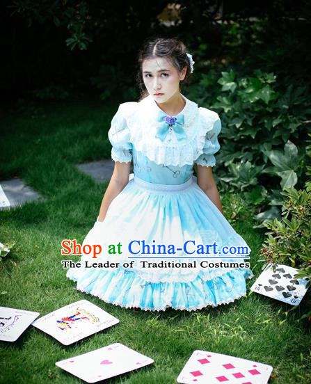 Traditional Classic Elegant Women Costume One-Piece Dress, British Restoring Ancient Princess Sweet Round Collar Dress for Women