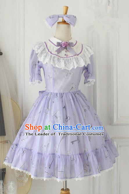 Traditional Classic Elegant Women Costume One-Piece Dress, British Restoring Ancient Princess Sweet Round Collar Dress for Women