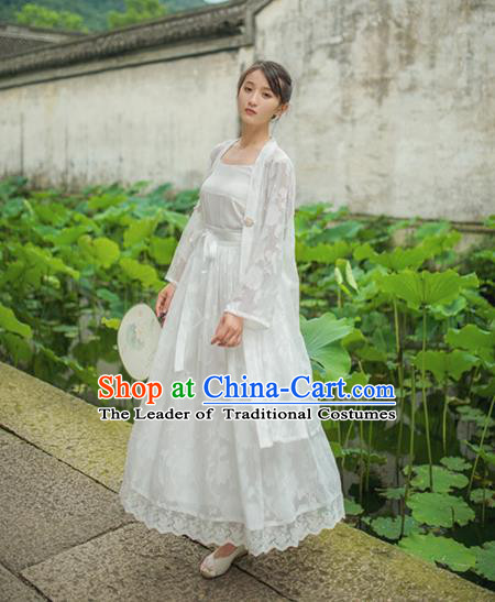 Traditional Classic Chinese Elegant Women Costume Hanfu Smock, Restoring Ancient Han Dynasty Shadow Cardigan for Women