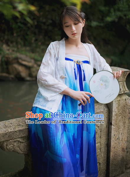 Traditional Classic Chinese Elegant Women Costume Hanfu Smock, Restoring Ancient Han Dynasty Shadow Short Cardigan for Women