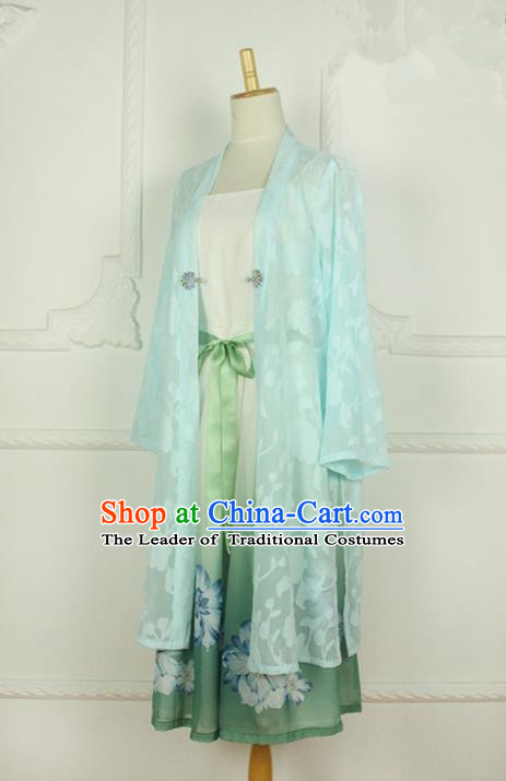 Traditional Classic Chinese Elegant Women Costume Hanfu Smock, Restoring Ancient Han Dynasty Shadow Short Cardigan for Women