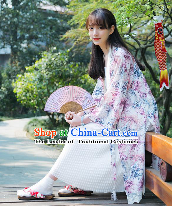 Traditional Japanese Restoring Ancient Kimono Costume Haori Smock, China Kimono Modified Double Side Long Cardigan for Women