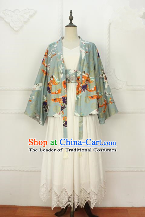 Traditional Japanese Restoring Ancient Kimono Costume Haori Smock, China Kimono Modified Coat Short Cardigan for Women