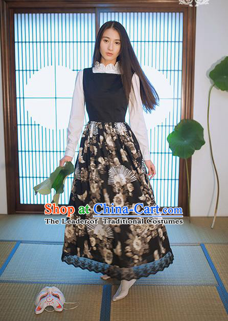 Traditional Japanese Restoring Ancient Kimono Costume One-Piece Dress Crane Sundress, China Kimono Modified Jumper Skirt for Women