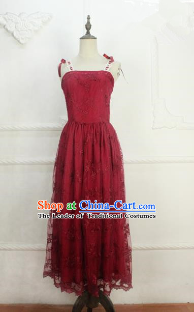 Traditional Classic Elegant Women Costume One-Piece Dress, Restoring Ancient Embroidered Lace Full Dress for Women