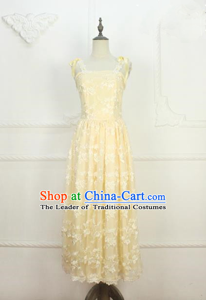 Traditional Classic Elegant Women Costume One-Piece Dress, Restoring Ancient Embroidered Lace Full Dress for Women