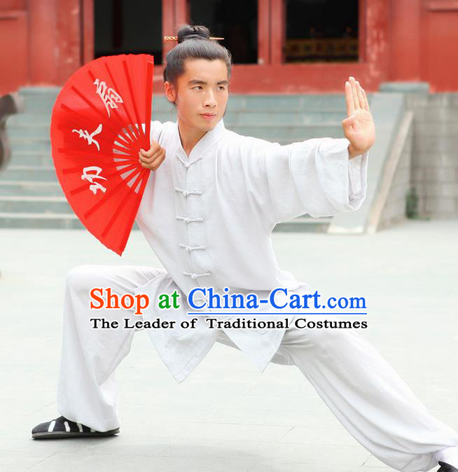 Traditional Chinese Wudang Uniform Taoist Uniform Linen Priest Frock Complete Set Kungfu Kung Fu Clothing Clothes Pants Slant Opening Shirt Supplies Wu Gong Outfits, Chinese Tang Suit Wushu Clothing Tai Chi Suits Uniforms for Men