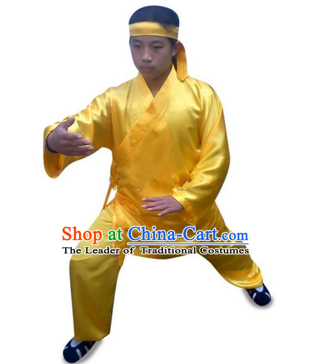 Traditional Chinese Wudang Uniform Taoist Uniform Changeable Silk Priest Frock Complete Set Kungfu Kung Fu Clothing Clothes Pants Slant Opening Shirt Supplies Wu Gong Outfits, Chinese Tang Suit Wushu Clothing Tai Chi Suits Uniforms for Men