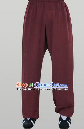 Traditional Chinese Wudang Uniform Taoist Linen Pants Wu Gong Trousers, Chinese Tang Suit Wushu Clothing Tai Chi Bloomers for Men