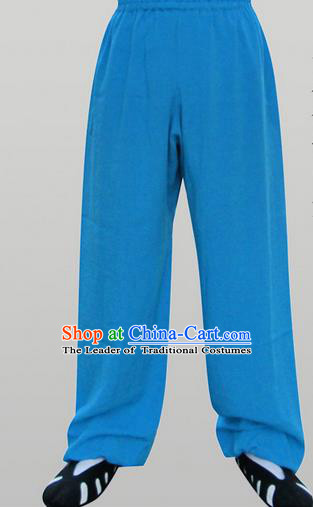 Traditional Chinese Wudang Uniform Taoist Linen Pants Wu Gong Trousers, Chinese Tang Suit Wushu Clothing Tai Chi Bloomers for Men