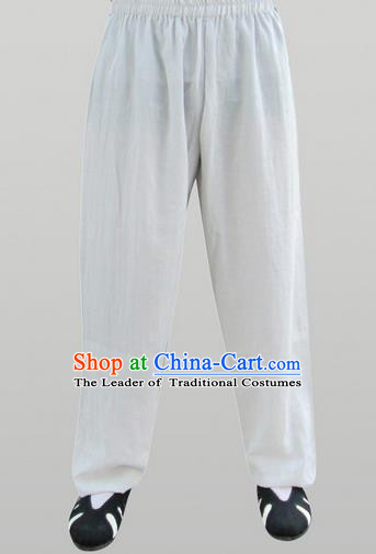 Traditional Chinese Wudang Uniform Taoist Linen Pants Wu Gong Trousers, Chinese Tang Suit Wushu Clothing Tai Chi Bloomers for Men