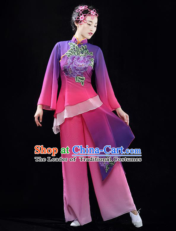 Traditional Chinese Classical Yangko Dance Dress, Yangge Fan Dancing Costume Suits, Folk Dance Yangko Costume for Women