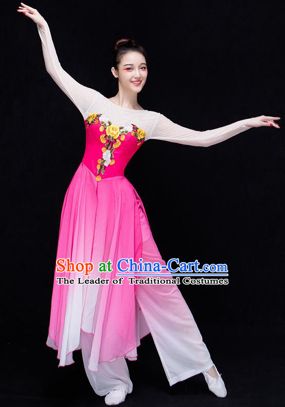 Traditional Chinese Classical Yangko Jasmine Flower Dance Dress, Yangge Fan Dancing Costume Umbrella Dance Suits, Folk Dance Yangko Costume for Women