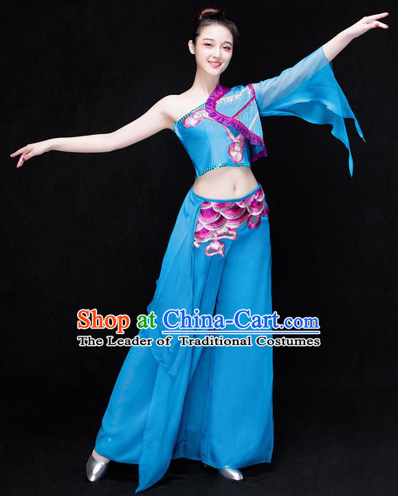 Traditional Chinese Classical Yangko Water-Sleeve Dance Dress, Yangge Fan Dancing Costume Umbrella Dance Suits, Folk Dance Yangko Costume for Women