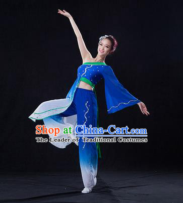 Traditional Chinese Classical Yangko Lotus Dance Dress, Yangge Fan Dancing Costume Umbrella Dance Suits, Folk Dance Yangko Costume for Women