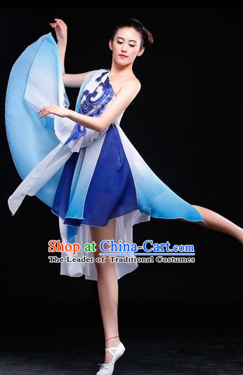 Traditional Chinese Classical Yangko Dance Gradient Dress, Yangge Fan Dancing Costume Umbrella Dance Suits, Folk Dance Yangko Costume for Women