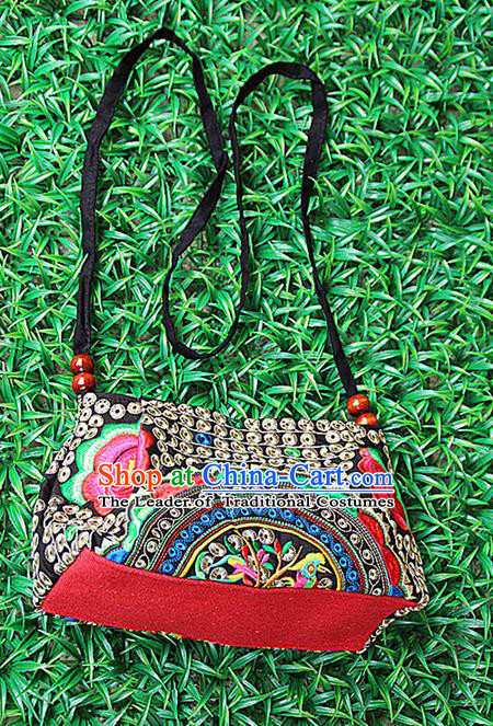 Traditional Chinese Miao Nationality Palace Handmade Embroidery Peony Handbag Hmong Handmade Embroidery Canvas Messenger Bags for Women