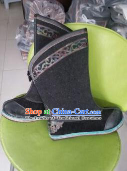 Traditional Chinese Minority Mongol Nationality Ethnic Minorities Mongolian Dance Woollen Boots, Mongolian Knee Boots Handmade Jockey Boots Tanks Boots for Men