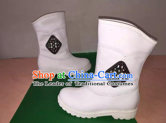 Traditional Chinese Minority Mongol Nationality Ethnic Minorities Mongolian Children Dance Cowhide Boots Mongolian Knee Boots Jockey Boots Tanks Boots for Kids